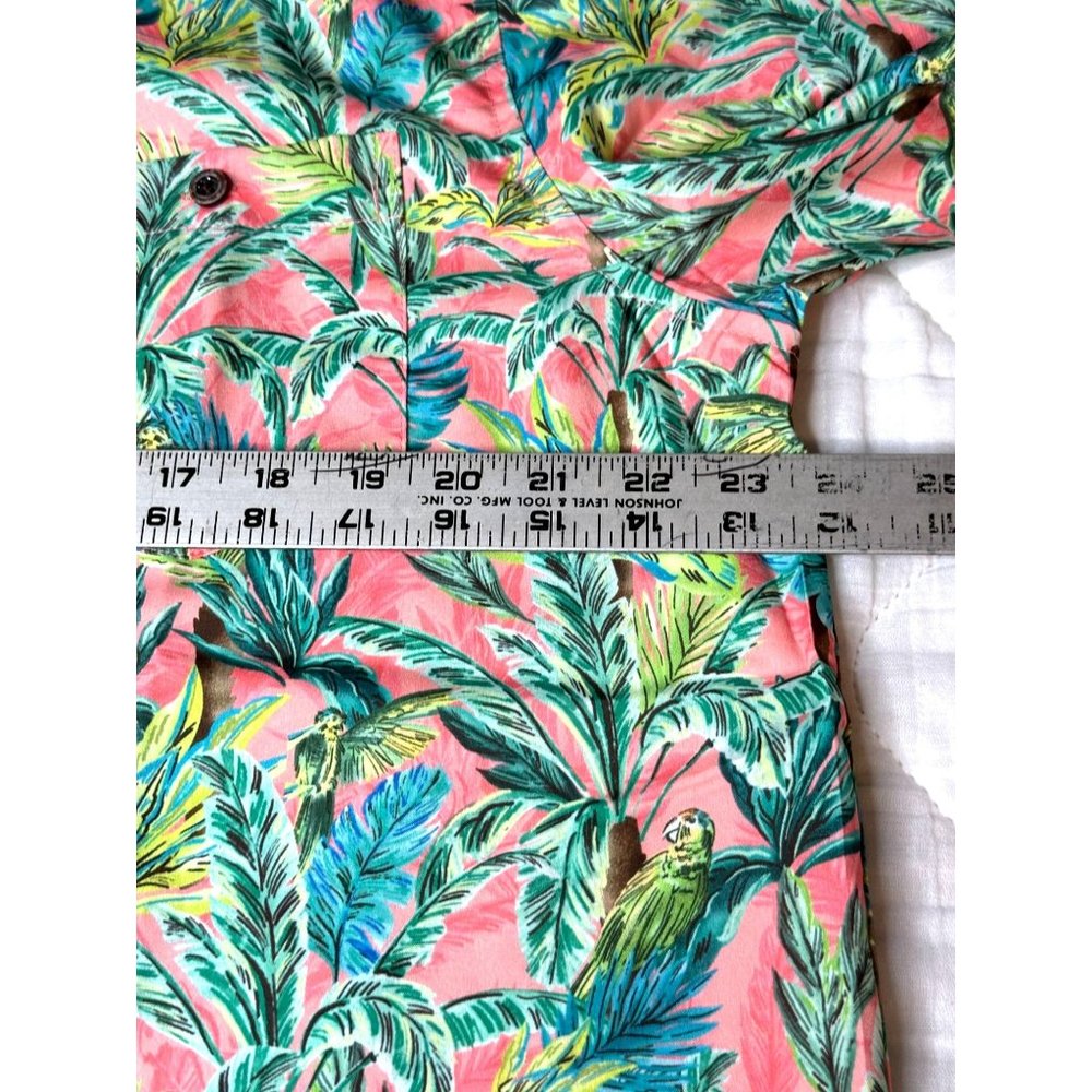 Caribbean Hawaiian Men Tropical Shirt Coral Parrot Palm Trees Button Casual NEW - Picture 6 of 7